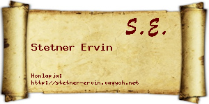 Stetner Ervin névjegykártya